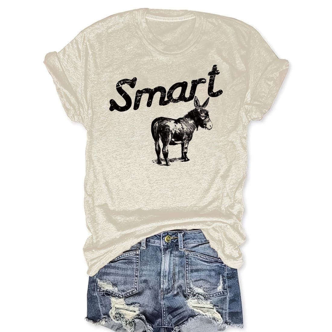 Women's Round Neck Short Sleeve T-Shirt - Casual Summer Top