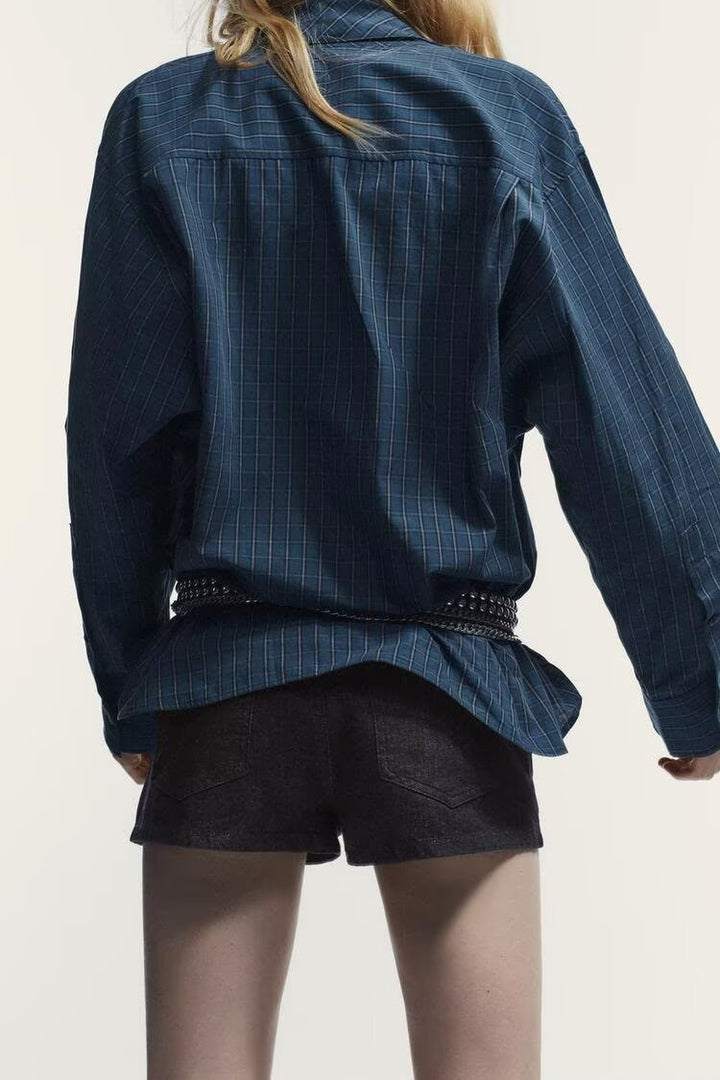 Women Clothing Cotton Scarf Plaid Shirt
