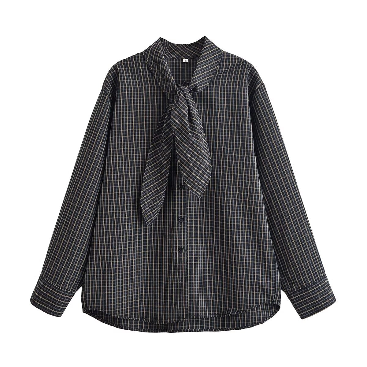 Women Clothing Cotton Scarf Plaid Shirt