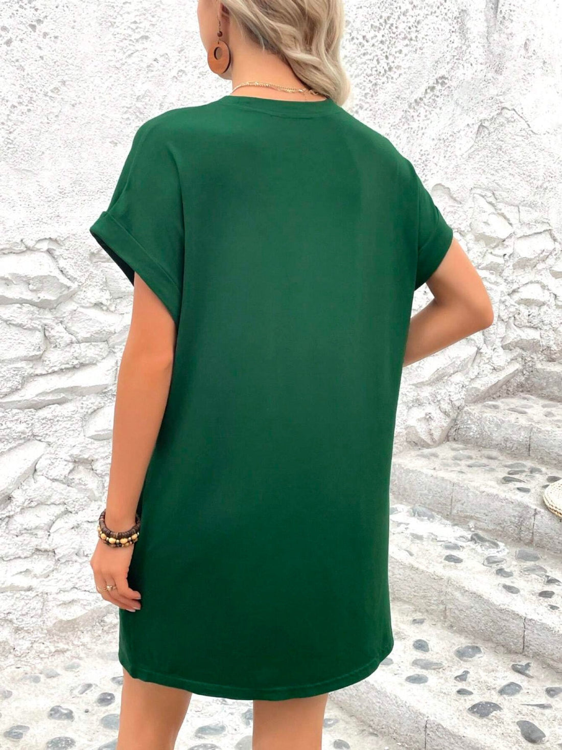 Round Neck Short Sleeve Mini Dress - Boutique Clothing