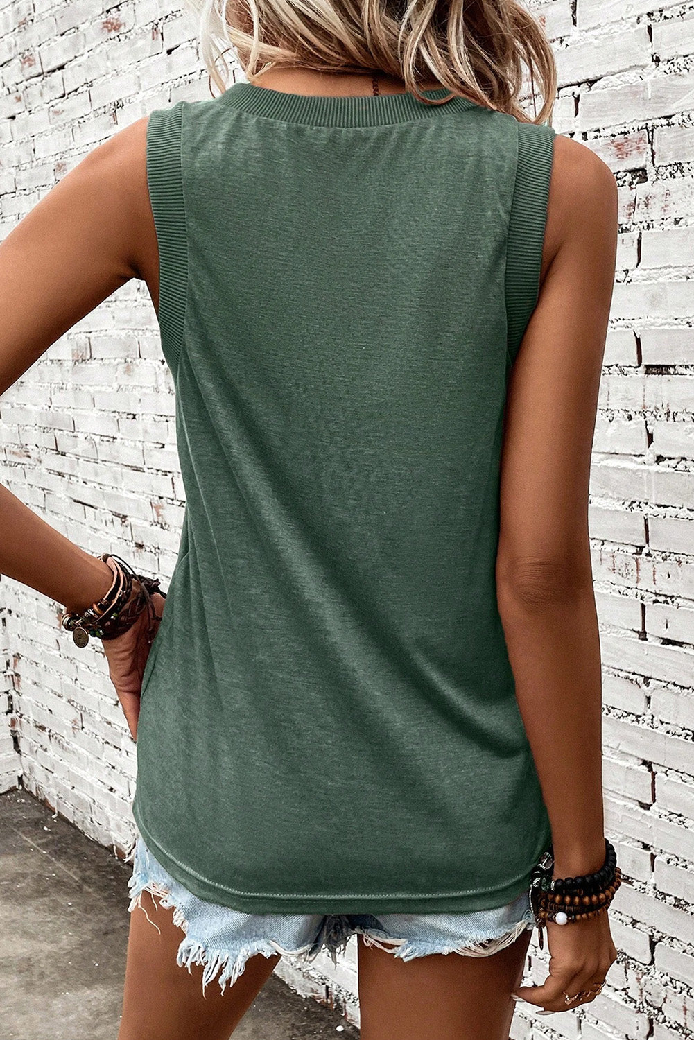 V-Neck Wide Strap Tank - Boutique Clothing