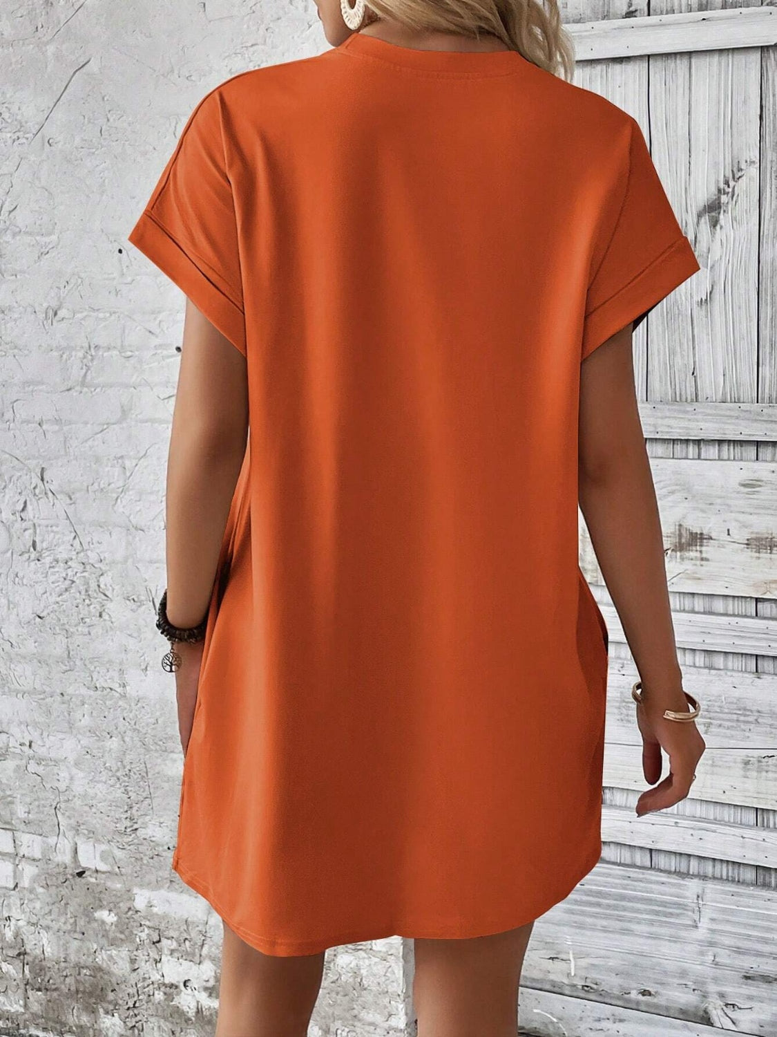 Round Neck Short Sleeve Mini Dress - Boutique Clothing