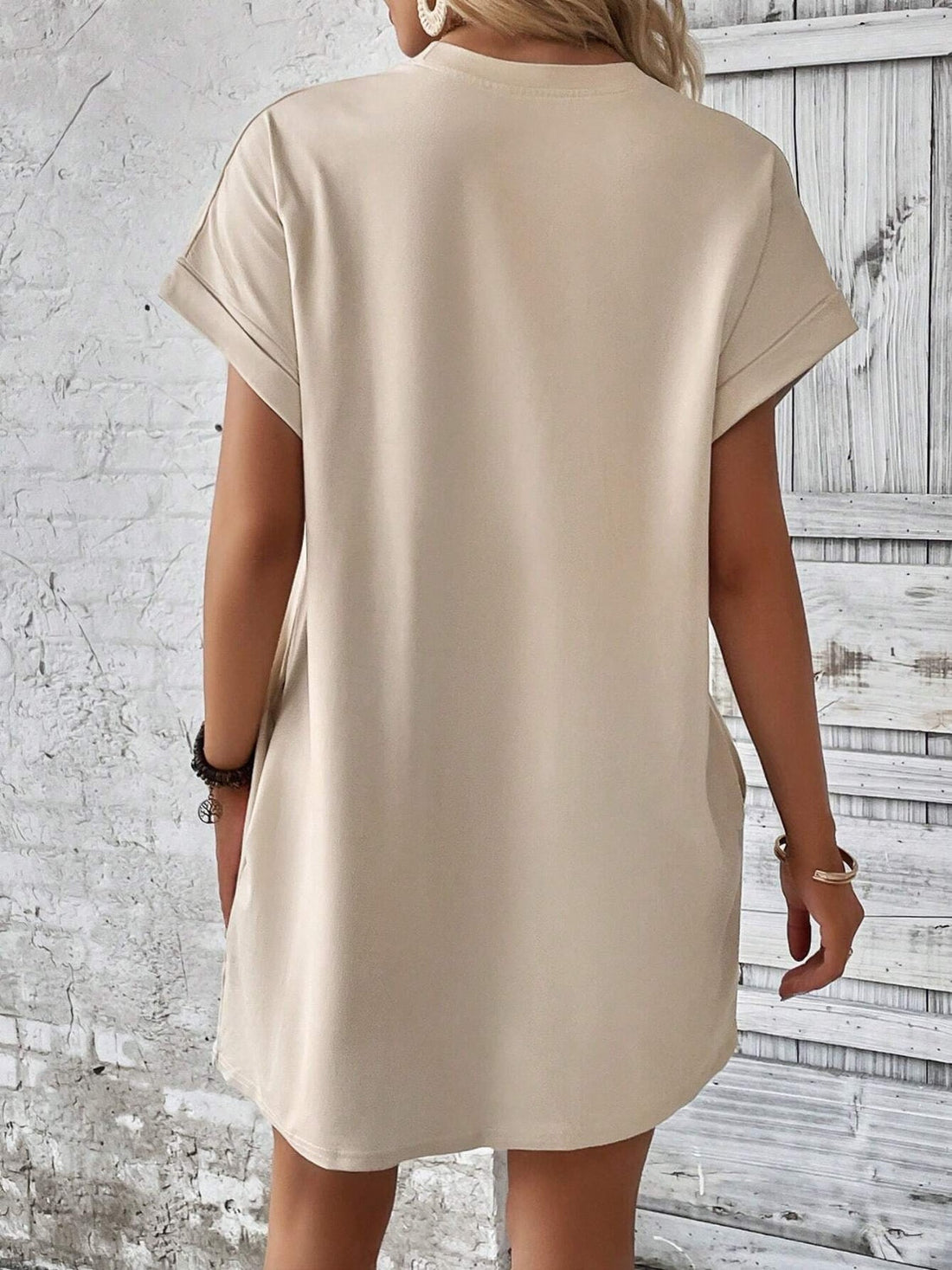 Round Neck Short Sleeve Mini Dress - Boutique Clothing