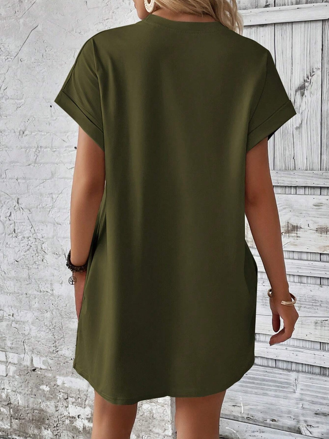 Round Neck Short Sleeve Mini Dress - Boutique Clothing