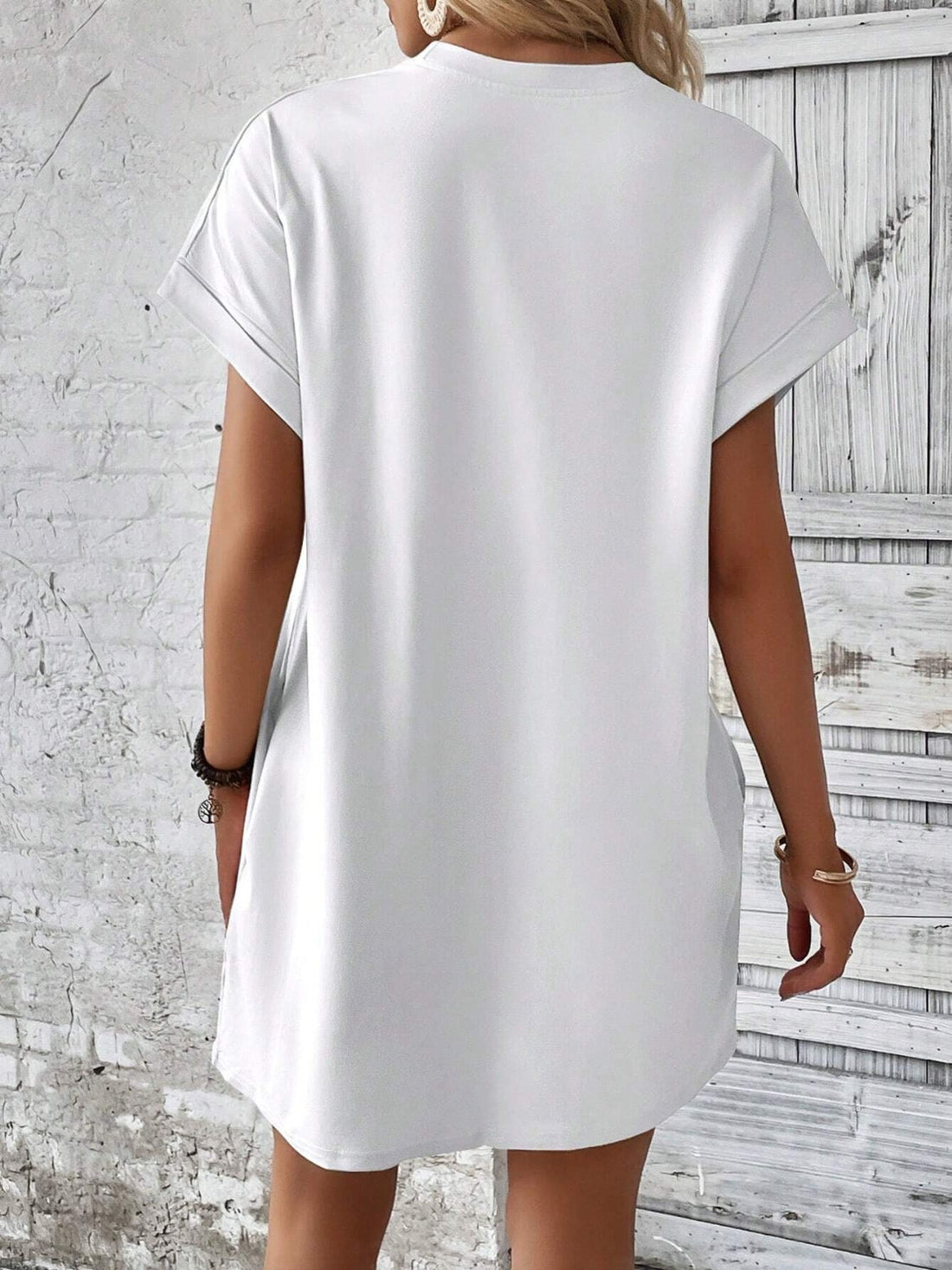 Round Neck Short Sleeve Mini Dress - Boutique Clothing