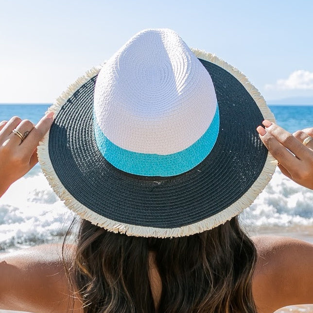 Fray Edge Color Block Panama Hat
