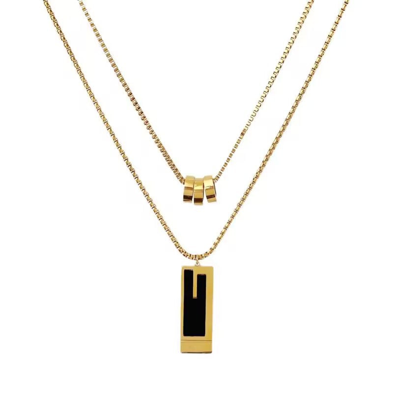 Men's Double Layer Sweater Chain Personality Universal Necklaces
