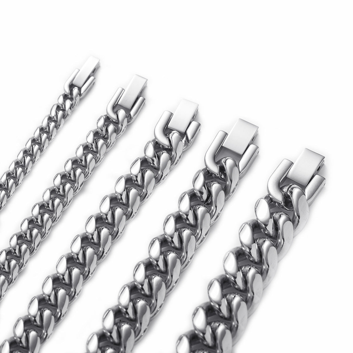 Men's Trendy Titanium Steel Cuban Link Chain Stainless Jewelry Buckle Necklaces