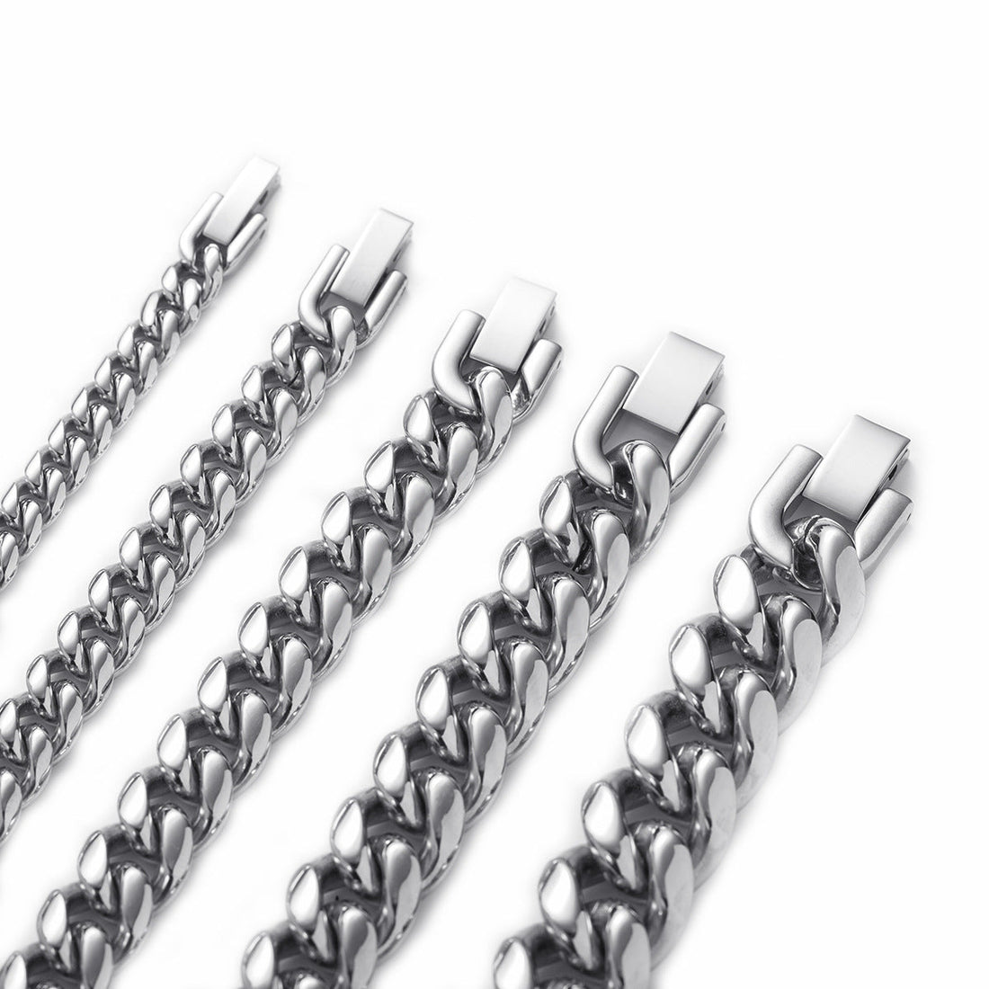 Men's Trendy Titanium Steel Cuban Link Chain Stainless Jewelry Buckle Necklaces