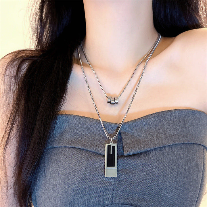 Men's Double Layer Sweater Chain Personality Universal Necklaces