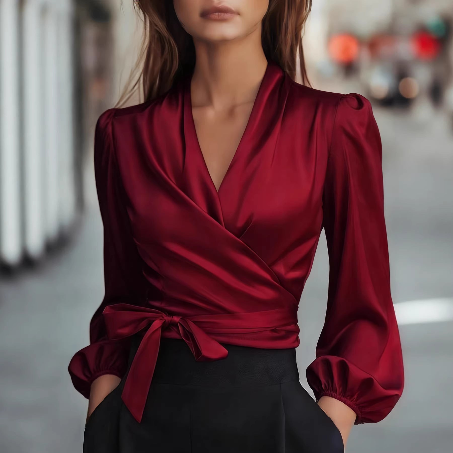 Women's Elegant Satin Commuter Blouse