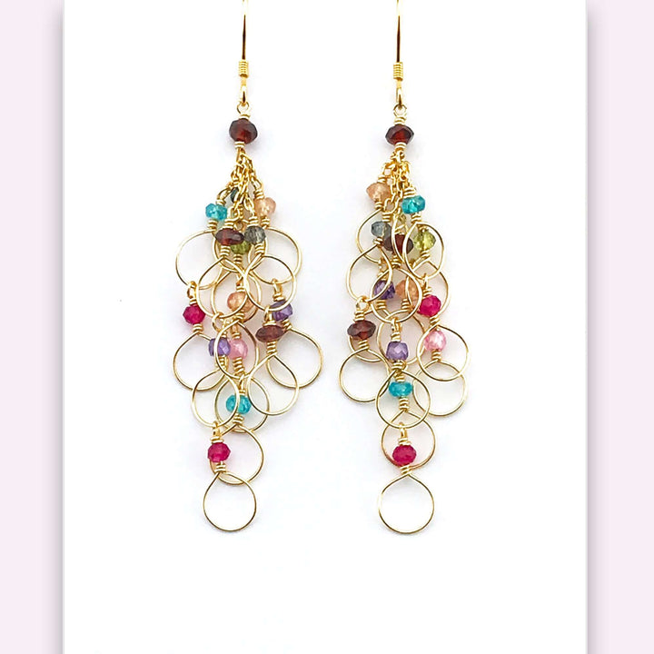 Rainbow Chain Loop Earrings