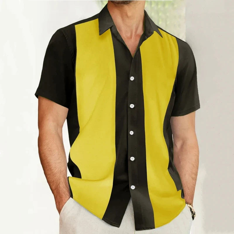 Men’s 3D Print Striped Hawaiian Shirt