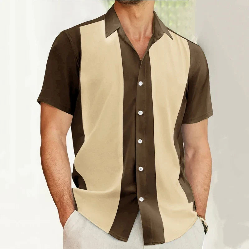 Men’s 3D Print Striped Hawaiian Shirt