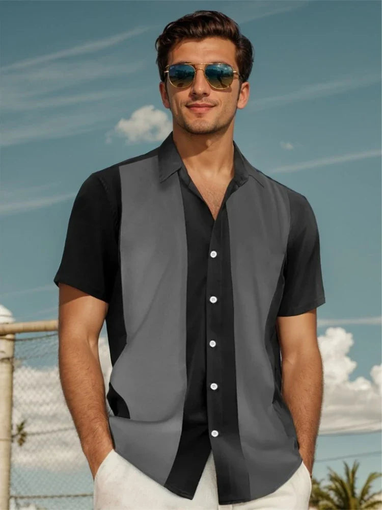 Men’s 3D Print Striped Hawaiian Shirt