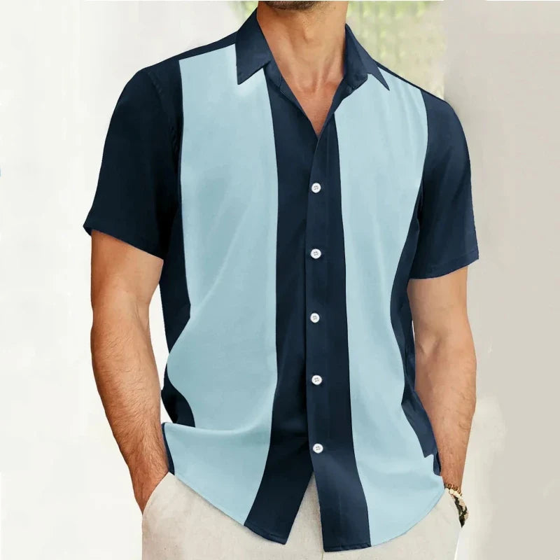 Men’s 3D Print Striped Hawaiian Shirt