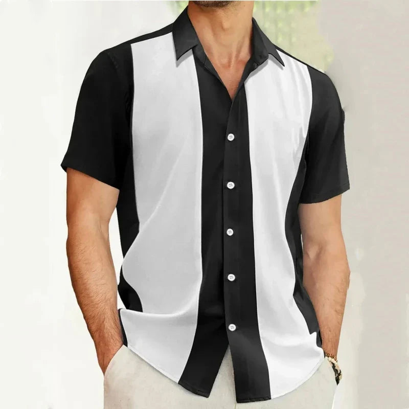 Men’s 3D Print Striped Hawaiian Shirt