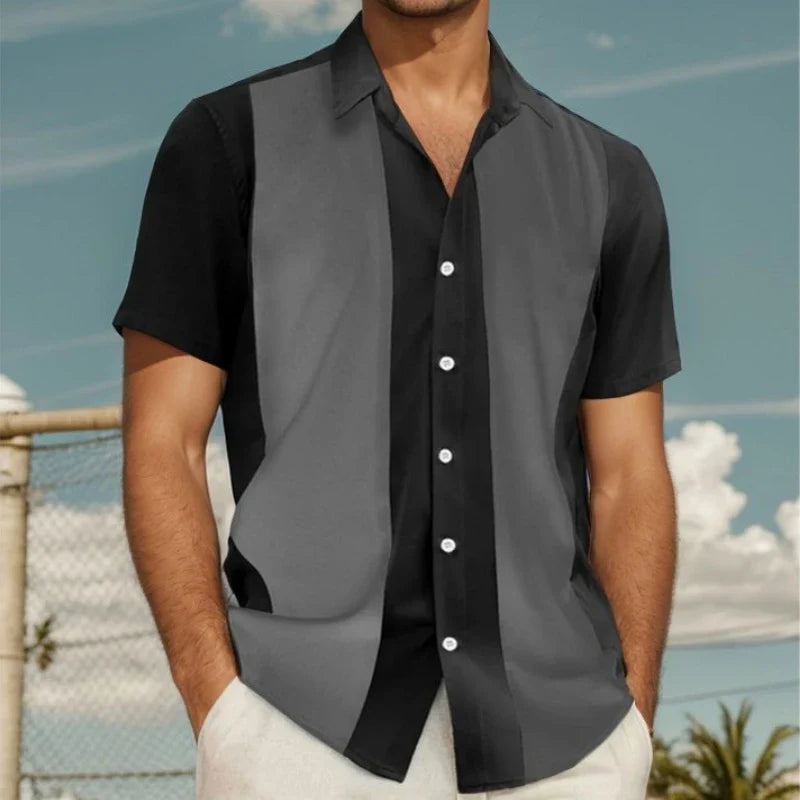 Men’s 3D Print Striped Hawaiian Shirt