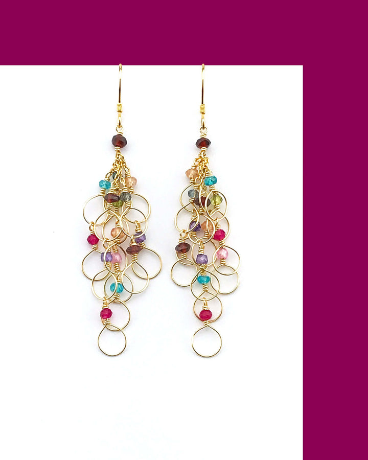 Rainbow Chain Loop Earrings