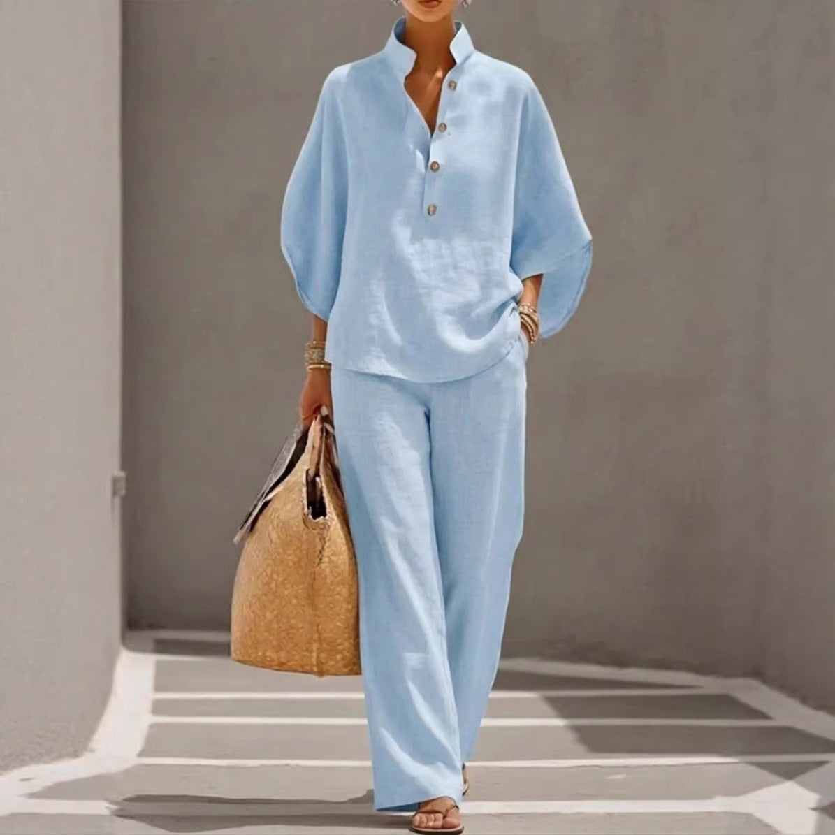 Women’s Casual Shirt and Full-Length Pants Set