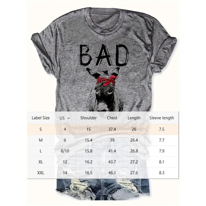Women's Animal Letter Print Casual Short Sleeve T-Shirt
