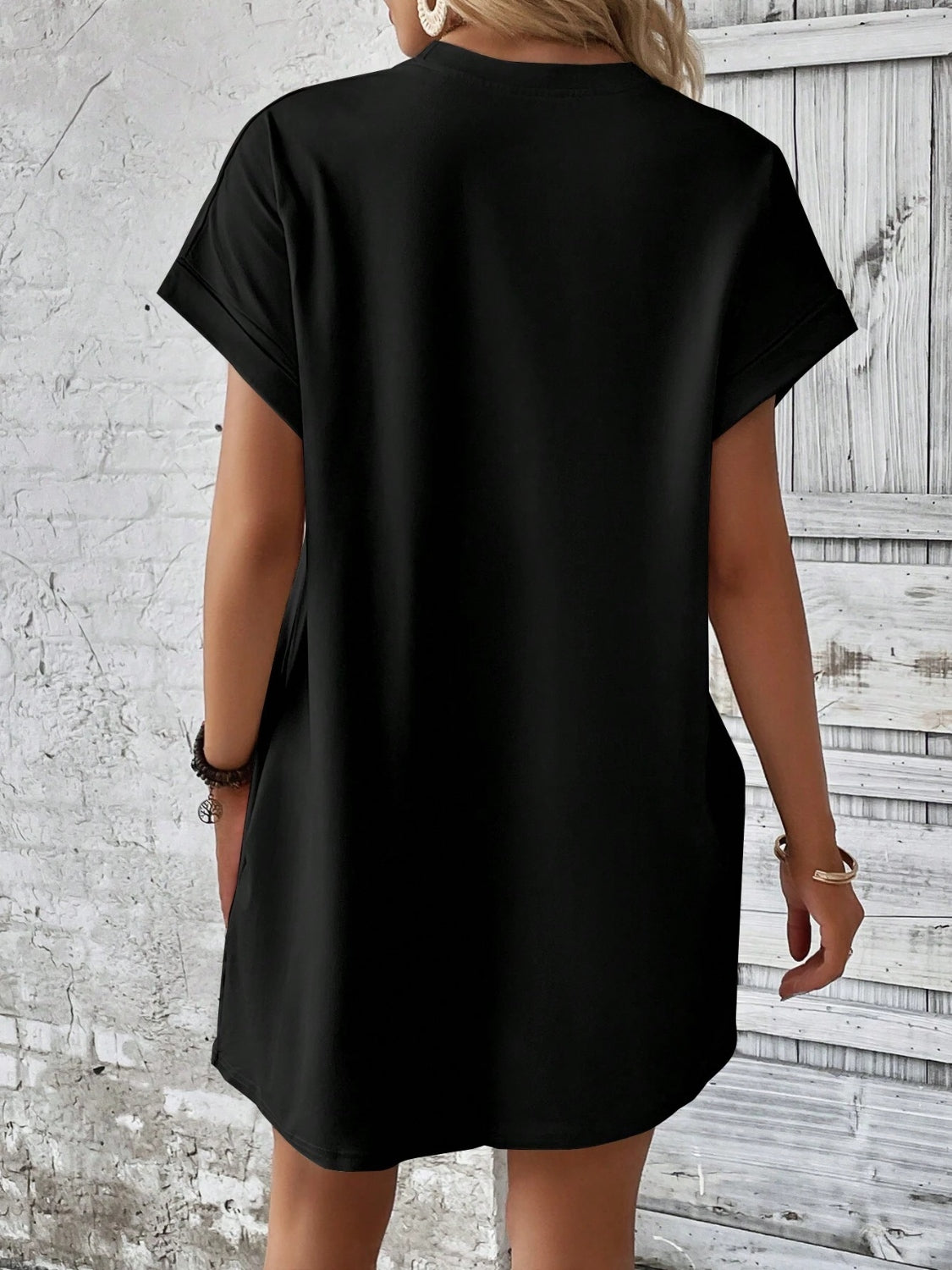 Round Neck Short Sleeve Mini Dress - Boutique Clothing
