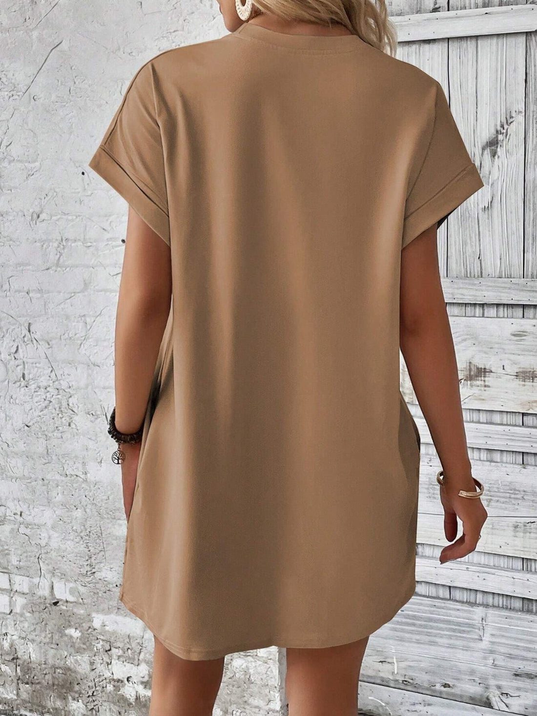 Round Neck Short Sleeve Mini Dress - Boutique Clothing
