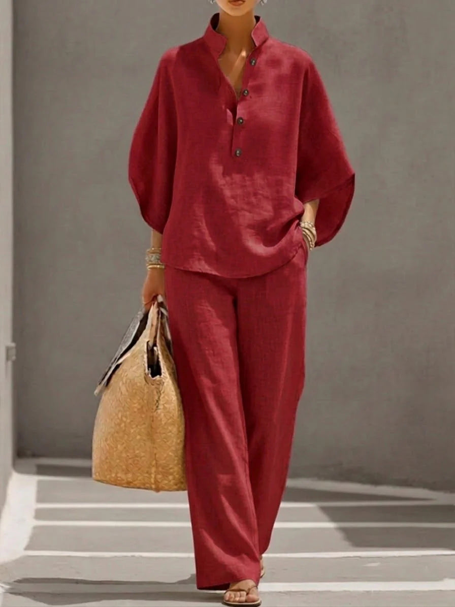 Women’s Casual Shirt and Full-Length Pants Set