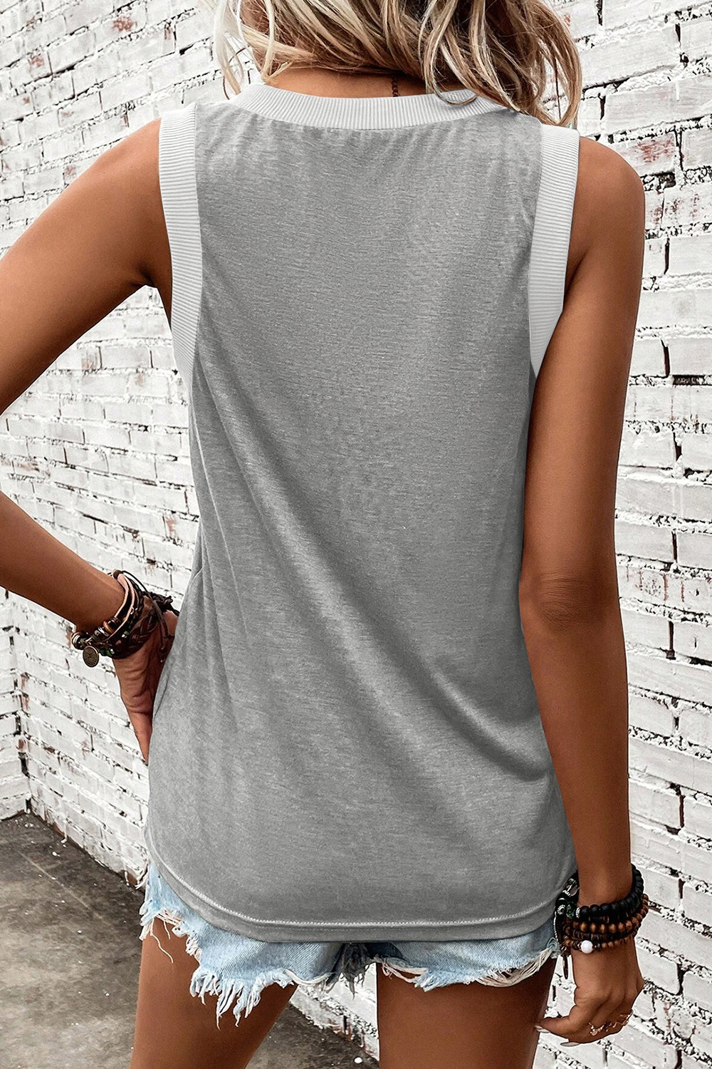 V-Neck Wide Strap Tank - Boutique Clothing