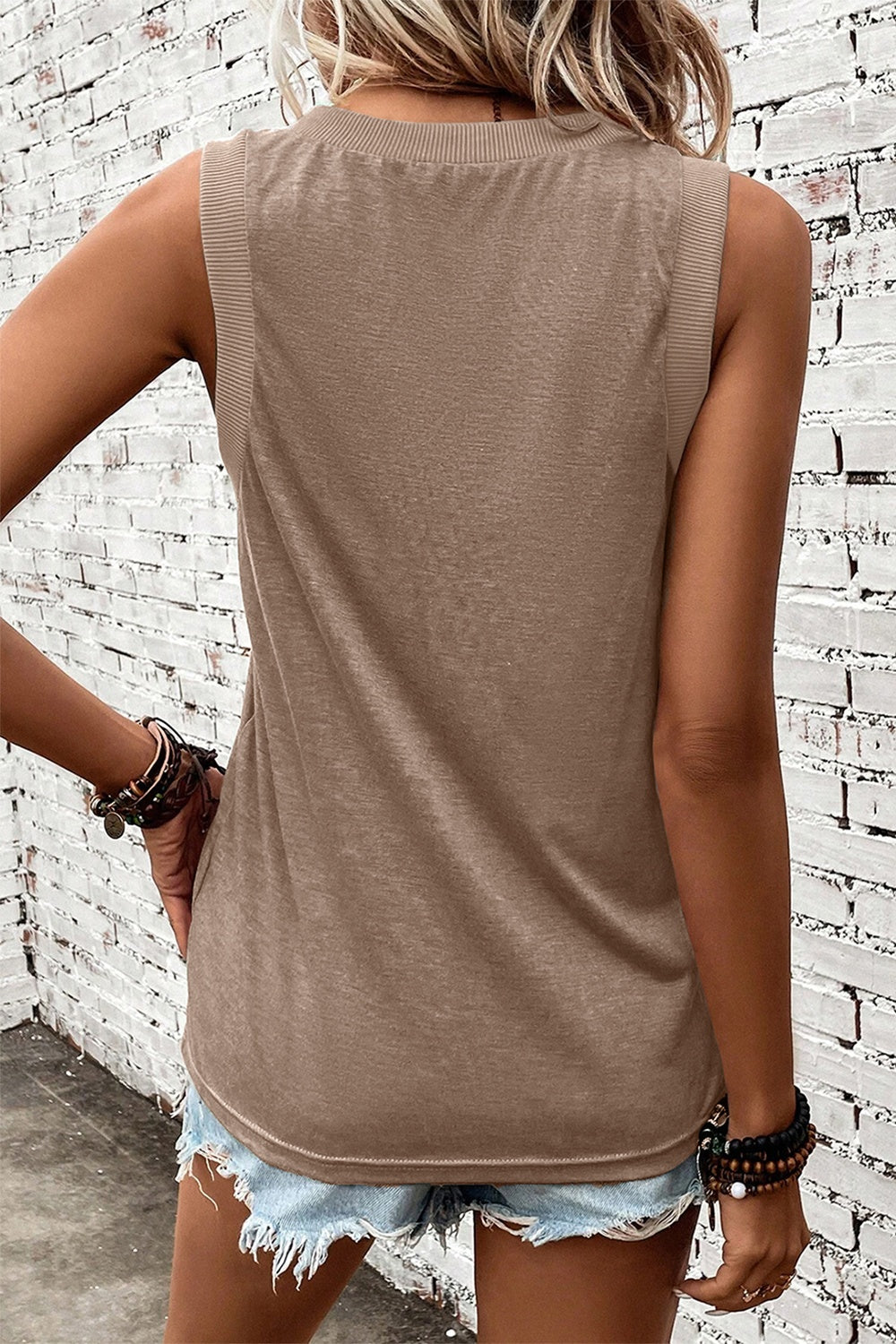V-Neck Wide Strap Tank - Boutique Clothing
