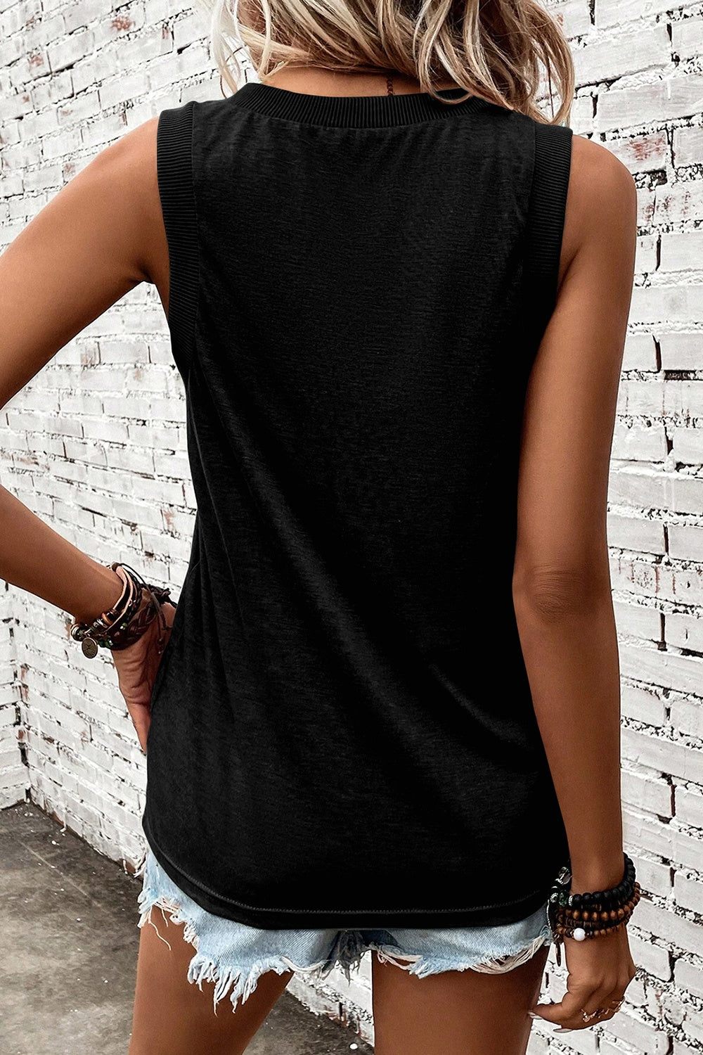 V-Neck Wide Strap Tank - Boutique Clothing