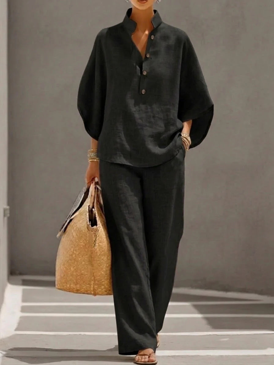 Women’s Casual Shirt and Full-Length Pants Set