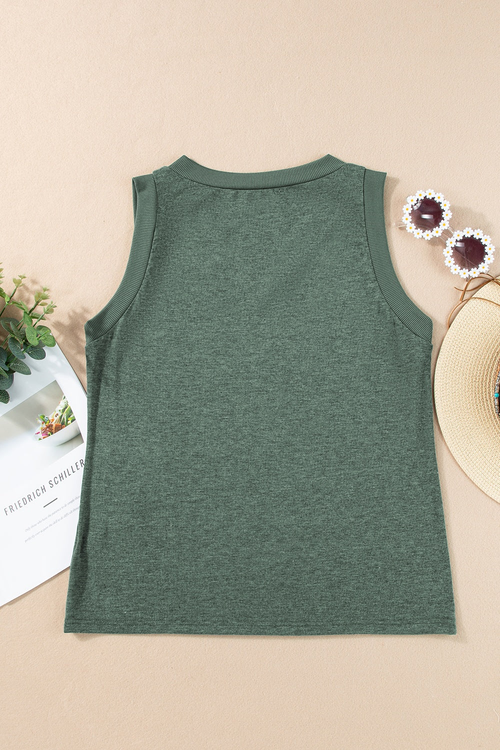 V-Neck Wide Strap Tank - Boutique Clothing