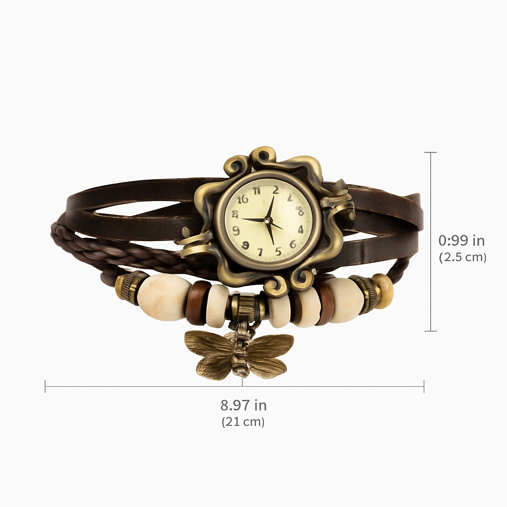 Vintage Women's Leather Bohemian Watch – Charm Design