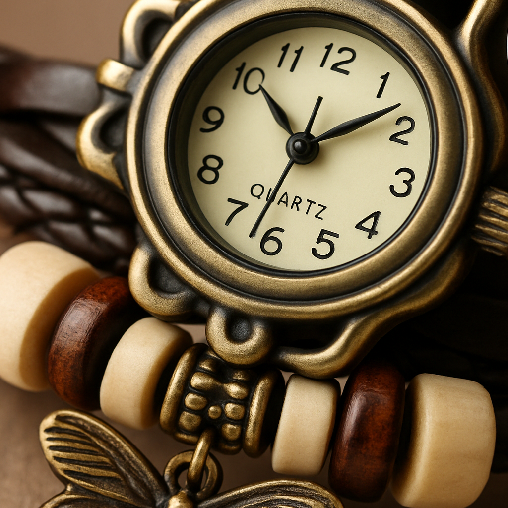 Vintage Women's Leather Bohemian Watch – Charm Design