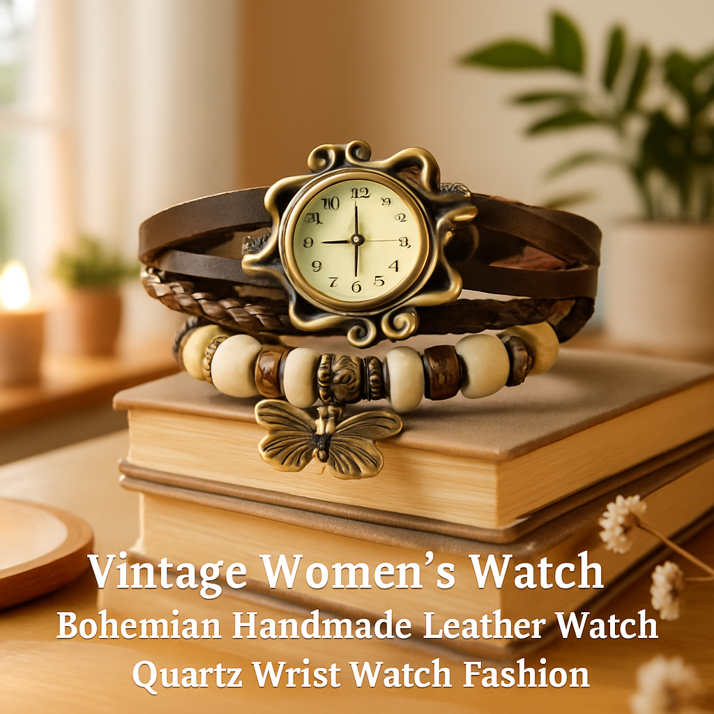Vintage Women's Leather Bohemian Watch – Charm Design