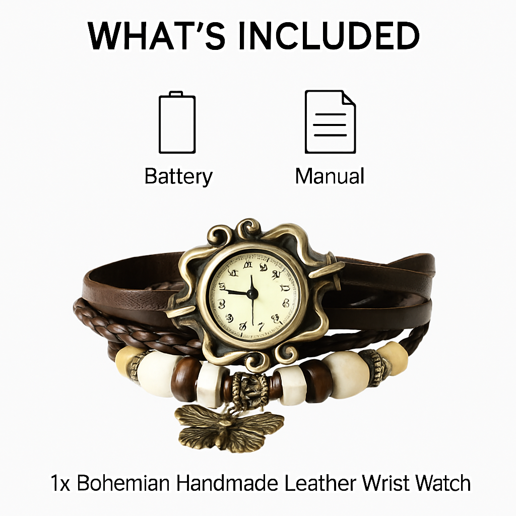Vintage Women's Leather Bohemian Watch – Charm Design