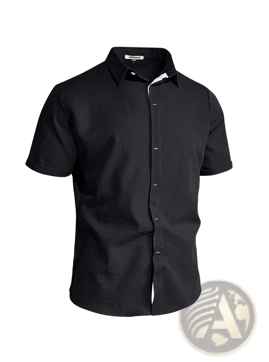 Men’s Textured Bamboo Linen Short Sleeve Button Down Shirt