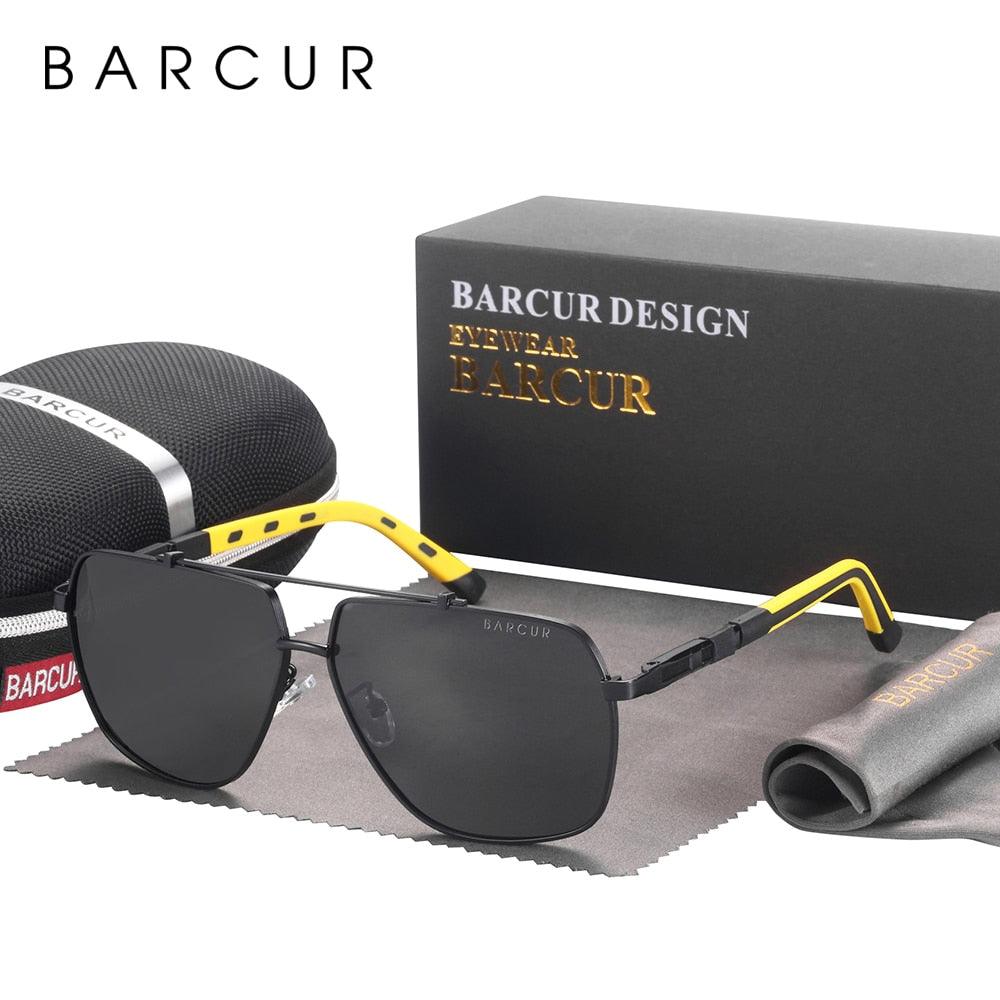 Modern Retro VIntage Luxury BARCUR Square Mens Sunglasses Polarized Driving Gradient Sun Glasses for Men UV400 Shades Eyewear Stevvex Big Frame sunglasses For Men
