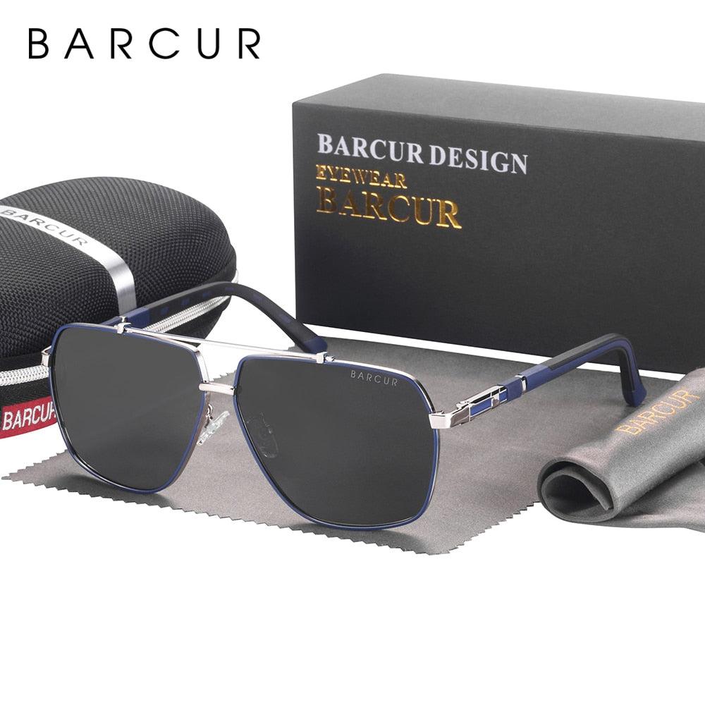 Modern Retro VIntage Luxury BARCUR Square Mens Sunglasses Polarized Driving Gradient Sun Glasses for Men UV400 Shades Eyewear Stevvex Big Frame sunglasses For Men