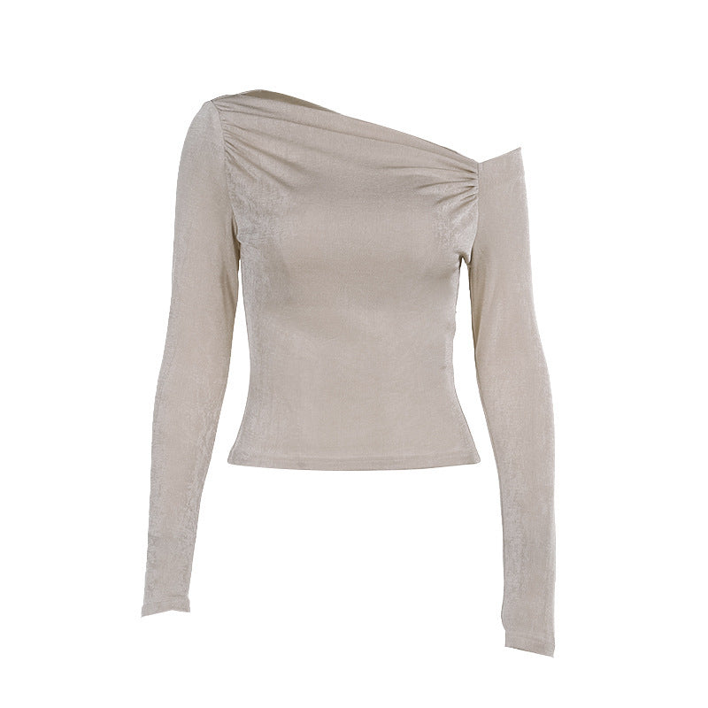 Women's One-Shoulder Long Sleeve Basic Top