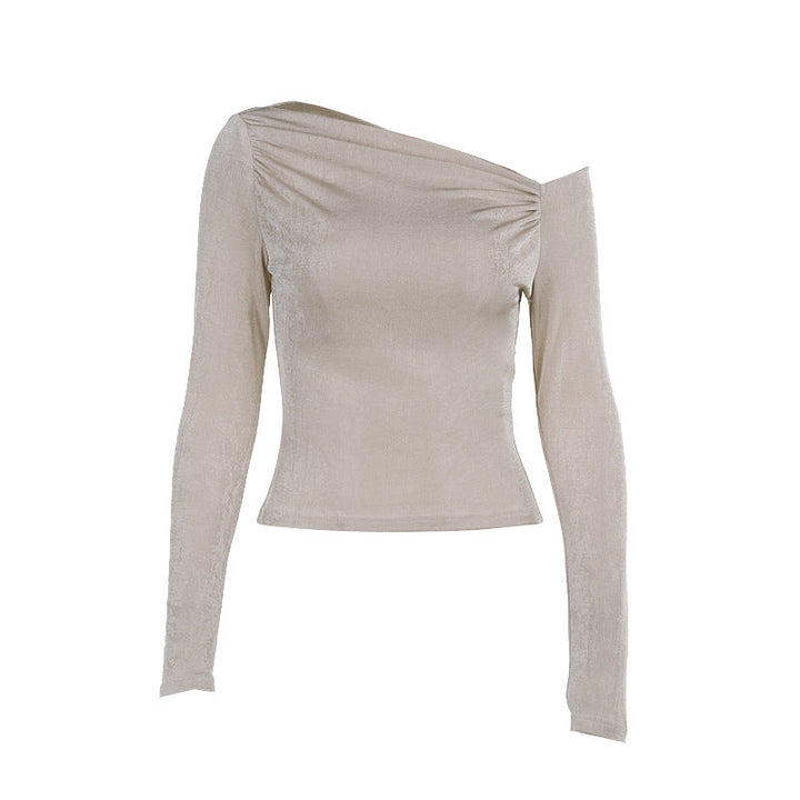 Women's One-Shoulder Long Sleeve Basic Top