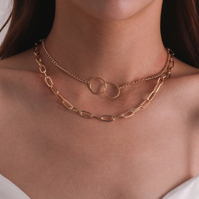 Women’s Layered Gold Chain Necklace Set