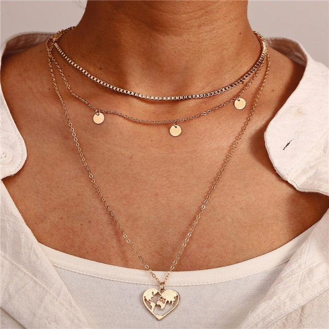 Women’s Layered Gold Chain Necklace Set