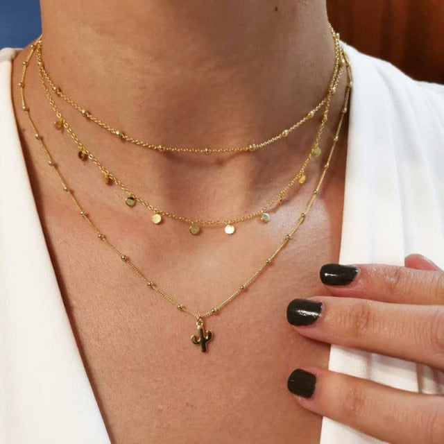 Women’s Layered Gold Chain Necklace Set