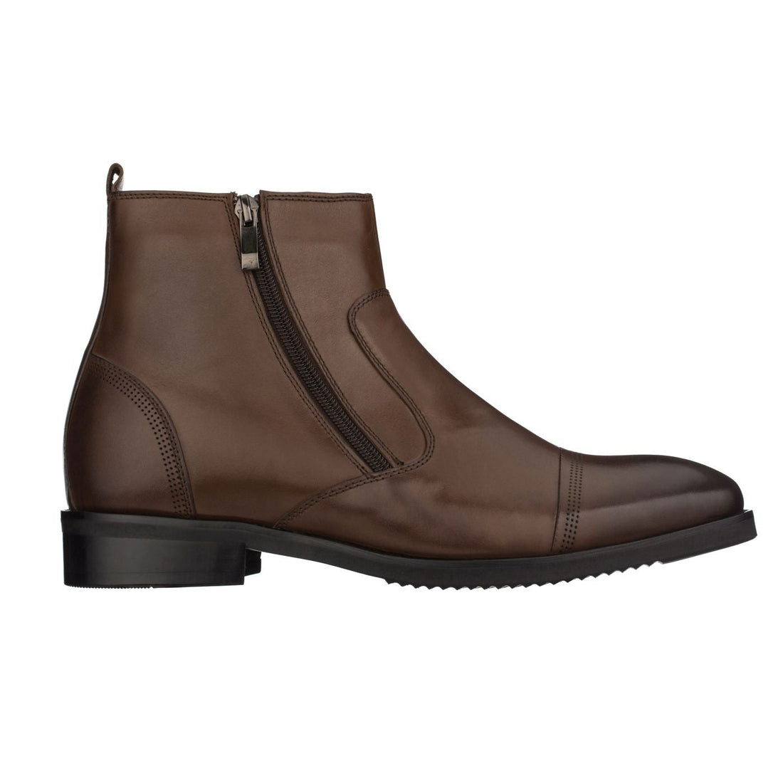 CALTO Dark Brown Height Increase Zipper Boots