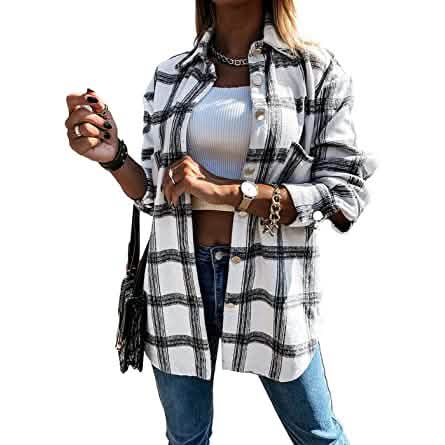 Women's Fall Clothes Plaid Jacket Long Sleeve