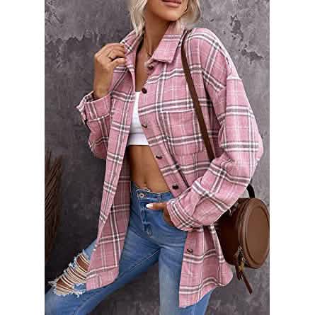 Women's Fall Clothes Plaid Jacket Long Sleeve