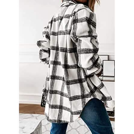 Women's Fall Clothes Plaid Jacket Long Sleeve