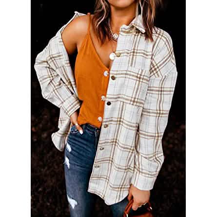 Women's Fall Clothes Plaid Jacket Long Sleeve